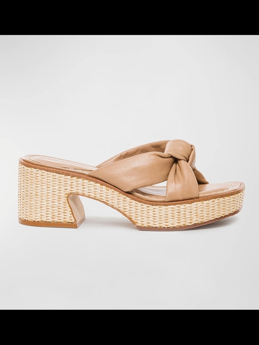 New Bernardo Tan Knotted Slide Wedge Sandals - Picture 3 of 7